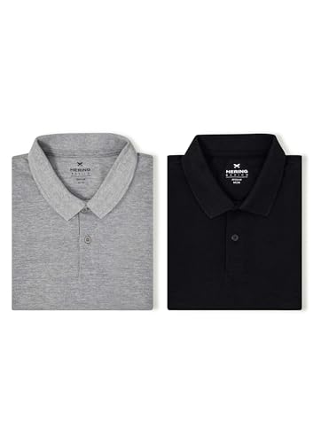 Kit Com 2 Camisas Polo Básicas Masculinas - Preto E Mescla G