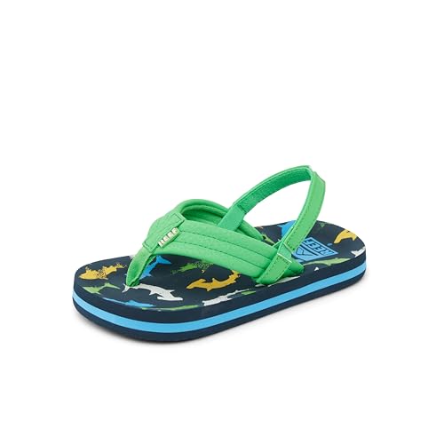 Reef Toddler/Little Kid Ahi Beach Flip Flop, Soft Cushion Footbed, Water Friendly, Backstrap, Multi Shark, 10