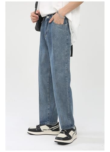 Men's Denim Jeans Hong Kong Style Retro Loose Straight Leg Casual Office Daily Pants for Men3