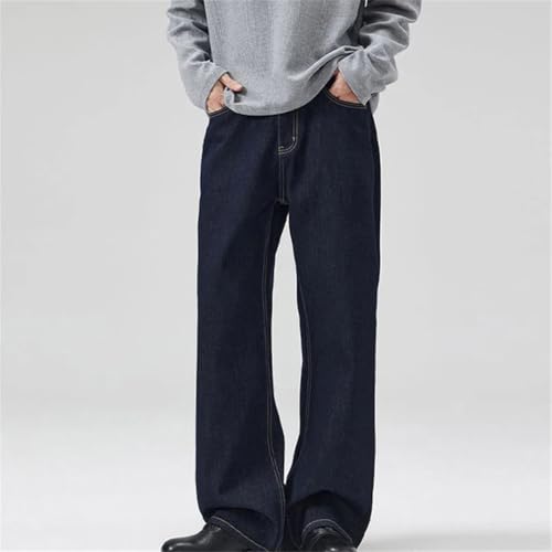 Men's Wide Leg Loose Fit Jeans Full Length Straight Cut Denim Pants Spring Casual Retro Trousers3