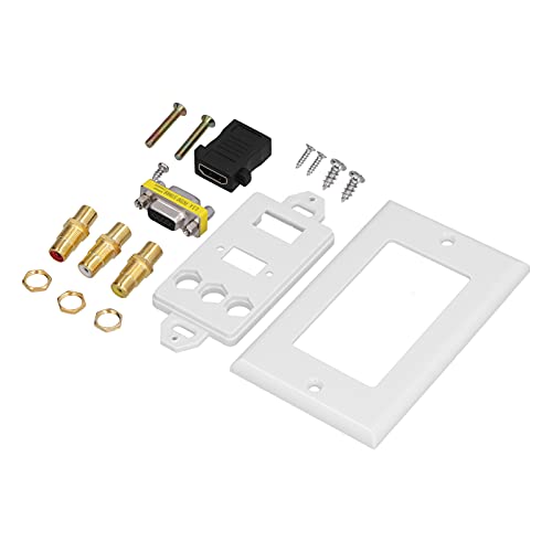 Hapivida Panel Multimedia para Pared, Conector AV HDMI VGA, Placa de Pared ABS Instalación Integrada para Home Cinema Televisor - imagen 5