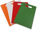 Plastic Cutting Board Set - Thin, 11.8" x 7.8", Set of 4 Colors | Small Chopping Boards for Kitchen, Color Coded Boards Pads for Meat Vegetable Fruit