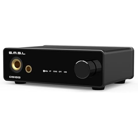 S.M.S.L DS100 USB MQA DAC with CS43131 Chip 6.35mm & 4.4mm Headphone Amplifier Support MQA MQA-CD XMOS XU-316 32bit/768kHz DSD256 USB/Optical/Coaxial Input Mini USB DAC Cover