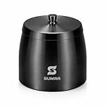 SUMRA Black Windproof Stainless Steel Ashtray with Lid – Smell Proof Metal Ashtray with Cigarette Holder for Indoor & Outdoor Use, Patio & Garden