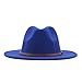 Lady Retro Fashion Panama Hat with Belt Buckle Women Classic Fedora Vintage Fedora Dress Wide Brim Floppy Hats Blue