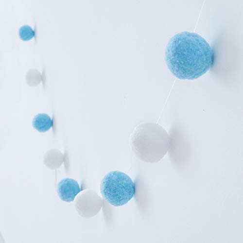 Binpeng Bining Felt Ball 30mm Pom Pom Ball String 78in (2M) - Blue & White