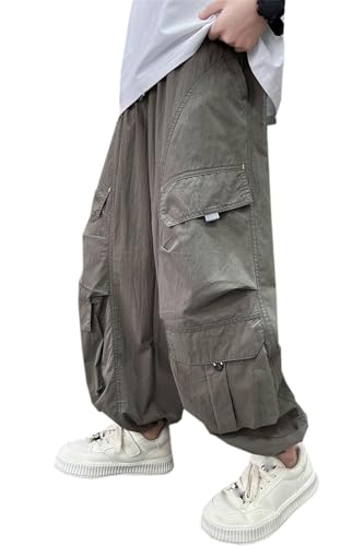 SANGTREE Boy's Adjustable Waist Baggy Cargo Pants, 4-14 Years