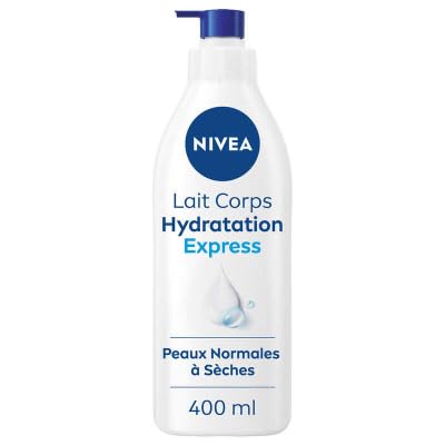 NIVEA Leche corporal Hydratation Express 72h (1 x 400 ml) – Leche corporal con ácido hialurónico puro – Cuidado corporal hidratante rápido – Sérum nutritivo para la piel normal
