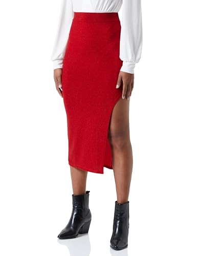 Jupe crayon pailletée NALLY pour femme avec sequins rouges éclatants