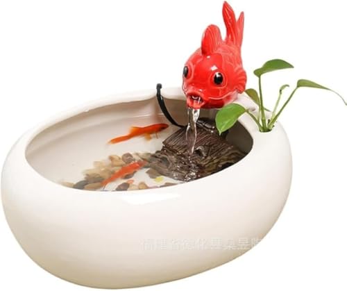 CokBluセラミック流水水槽 自動水循環式 デスクオフィス装飾品 コーヒーテーブル噴水小物 卓上水景リラックス装飾?