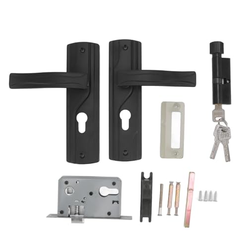 Nikou Door Handle Lock Manganese Steel Silent Bearing Universal Door Lever Lock Set with Keys for Home Bedroom Black