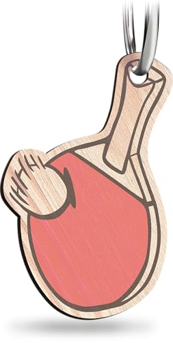 Tischtennis Schlüsselanhänger handgemacht aus Holz, Glücksbringer, Schläger mit Ball, Tischtennis Geschenk, Geschenk für Tischtennisspieler, Ping Ping, Geschenk für Freund Tischtennis