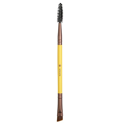 amoore Duo Eyebrow Brush Spoolie Brush Lash Brush Angled Dual Ended Eye Brow Brush Eyelash (1 Pcs, Yellow)