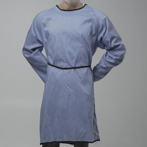Pack of 2 | Reusable Isolation Industrial Gowns Longsleeve with Elastic Cuffs, Long XL Size, Blue | PPE Protective Isolation Gowns | 65% Polyester and 35% Cotton
