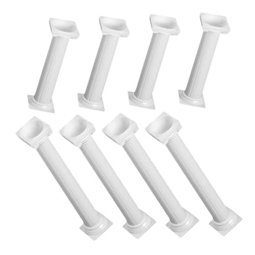 FOYTOKI Roman Column Cake Support Pillars Set 8pcs with 12.5cm 17cm White Decorative Props for Wedding Cake Stands and Party Decorations