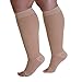 Compression Socks for Women and Men 20-30 mmHg - Wide Calf Toeless Compression Stockings with Open Toe for Circulation during Travel, Airplane, Nurses - Beige, 4X-Large - AB211