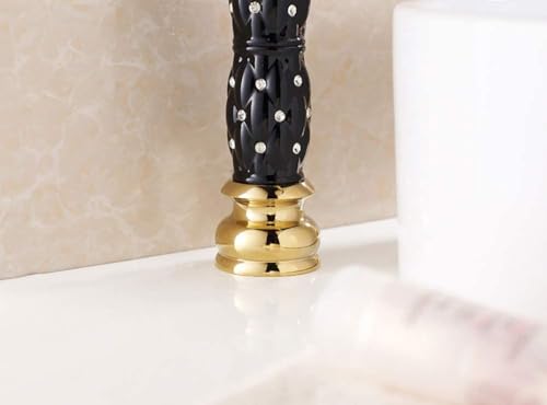 Image of BASSINO Stylish Bathroom Faucet with Single Lever -Bathroom Basin Faucet of Brass - Hot and Cold Water Mixer Tap for Bathroom (Black-Gold)