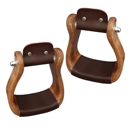 Craft Colt Western Saddle Stirrups Set of 2 Wooden w/Leather Tread 2