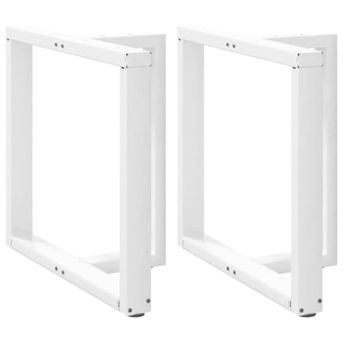 mzdioop Patas de mesa de comedor en forma de T de acero con recubrimiento en polvo, color blanco, 70 x 35 x (72-73) cm, 2 unidades con patas niveladoras ajustables para mesa de comedor, escritorio