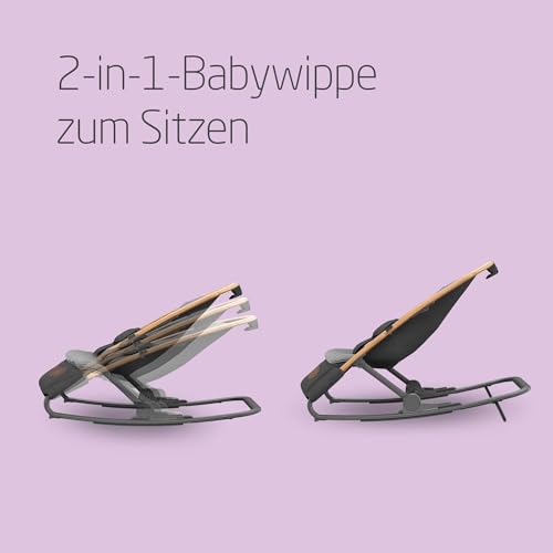 Maxi-Cosi Kori 2-in-1-Babywippe, 0–6 Monate, bis 9 kg, Baby Bouncer, 3 mit einer Hand einstellbare Liegepositionen, leicht & kompakt, Easy-in-Gurt, Kissen für Neugeborene, Essential Graphite