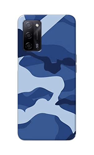 Image of Printed Hard Back Cover Case for Oppo A55 5G | Oppo A53s 5G | Oppo A54s Back Cover (Army Blue Pattern) -702