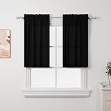 ZWARMY 2Pcs 36inch Black Kitchen Tier Curtains for Windows,Semi Light Filtering Curtains for Bedroom,Living Room,Basement,Bathroom,Window Treatments (30' W x 36' L)