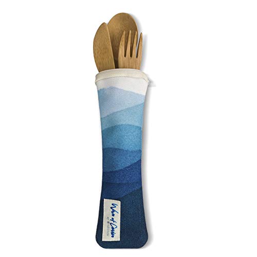 Waves Of Change Reusable Utensil Set And Pouch Of Recycled Plastic, Bamboo Utensils & Pouch #TOP2