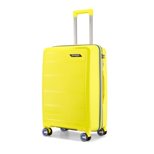 Image of Provogue Spectrum Hard-Sided PP 65 Cm Trolley Bags for Travel Medium Size | Expandable Luggage Suitcase with 8 Wheels | Combination Lock | 5 Year Warranty (Sundrip Yellow)