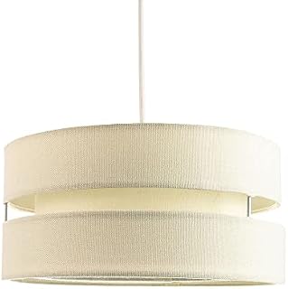 Contemporary Quality Cream Linen Fabric Triple Tier Ceiling Pendant Light Shade | 60w Maximum | Designer Style | 26cm Diameter by Happy Homewares