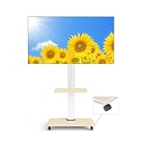 PETOOP テレビスタンド 壁寄せ キャスター付き tvスタンド テレビ台 32～65型 高さ調節・首振り 棚板/配線隠し 木製 棚板 モニタースタンド VESA 100×100～600×400 (ホワイト 白)