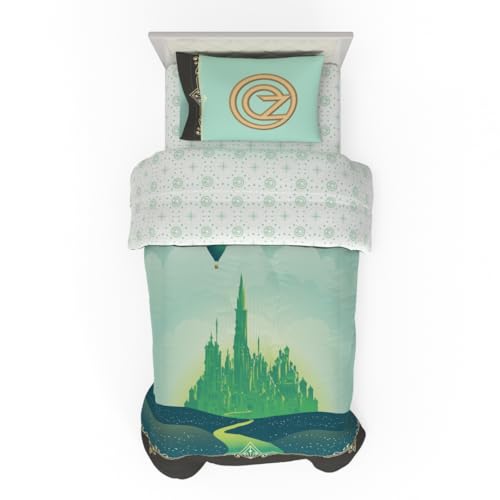 Image of Collectibles Wicked Elphaba and Glinda Bedding 4 Piece Super Soft Reversible Comforter and Sheet Set, Twin, (Officially Licensed Product) By Franco