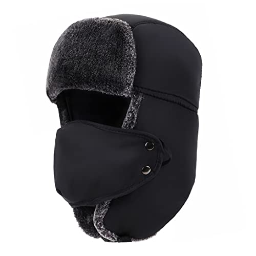 Odoukey Gorros de Invierno para Mujeres y Hombres, Gorro de Invierno, Gorro de Cazador, orejera, Correa para la Barbilla y máscara Resistente al Viento, Ruso