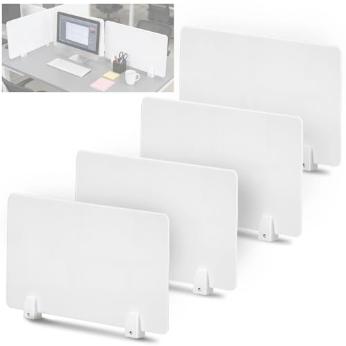 WUDLEP 4 Pcs Desk Divider Frosted Acrylic Desktop Privacy Panels, 60 x 40cm Reduce Visual Distraction Boards, Portable Desk Partition Barrier Panel with Clamps, for Home Offices Libraries Classroom