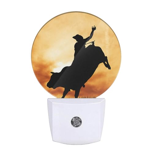 Image of Cowboy Night Lights Wild West Cowboy on Horseback LED Night Light Plug into Wall with Dusk to Dawn Sensor for Girls Boys Women Men Room Decor, Hallway, Kitchen, Bathroom, Nursery