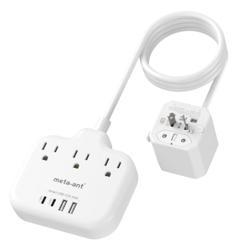 Image of European Travel Plug Adapter - Multi Country Outlet Adapter with 3 AC Outlets & 4 USB(2USB-C)4.2A, 5ft Universal Power Cord, Worldwide Outlet Charger for Europe EU Germany France, Type A /C /G /I, Travel
