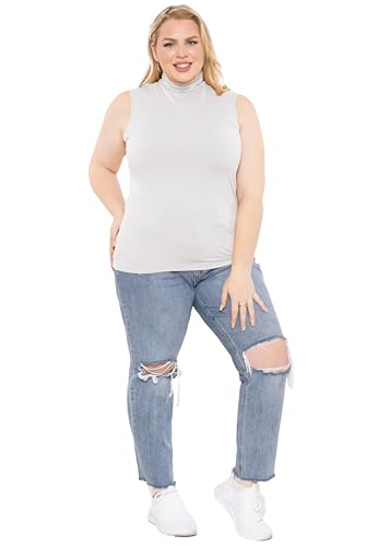 Image of Womens Turtle Neck | Long Sleeve and Sleeveless Top | Plus Size XL-7X | Tops Women White Turtleneck Women