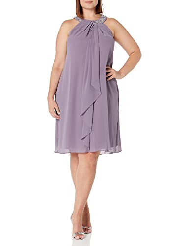 S.L. Fashions Women's Plus-Size Jewel-Neck Dress, ICY Orchid, 16W
