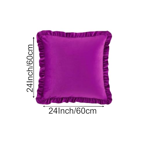 Image of Amazon Brand - Umi Velvet Purple 24x24 Pillow Covers, Set of 2 Decorative Ruffle Cushoin Pillow Covers for Sofa Couch