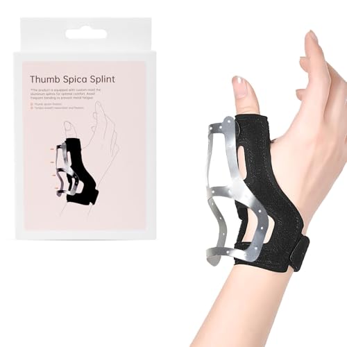 Kuvarix Daumenbandage Rechts & Linke, Daumenschiene mit Klappbarer Aluminiumplattenhalterung, Daumenorthese zur Daumen Verletzungen, Sehnenscheidenentzündung, Arthritis, Sattelgelenk, Universal Größe
