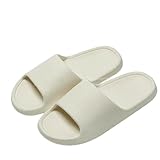 ZSLFCBD Sommer Hausschuhe Frauen Flip-Flops Männer Einfache Bad Dusche rutschfeste Weiche Eva Outdoor Paar Schuhe-weiß-42-43