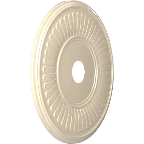 Image of Ekena Millwork CMP22BEEPE Berkshire Thermoformed PVC Ceiling Medallion (Fits Canopies up to 10 1 /8 inch), 22 inchOD x 3 1 /2 inchID x 1 inchP, Universal Metallic Pearl Mist