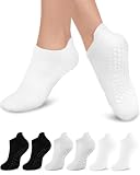 Aoliks Pilates Grip Socks for Women, Ankle Non Slip Yoga Workout Socks for Ballet Dance Class, Lightweight Cotton Grip Socks for Studio Training Gym, Workout Essentials, Gift for Women