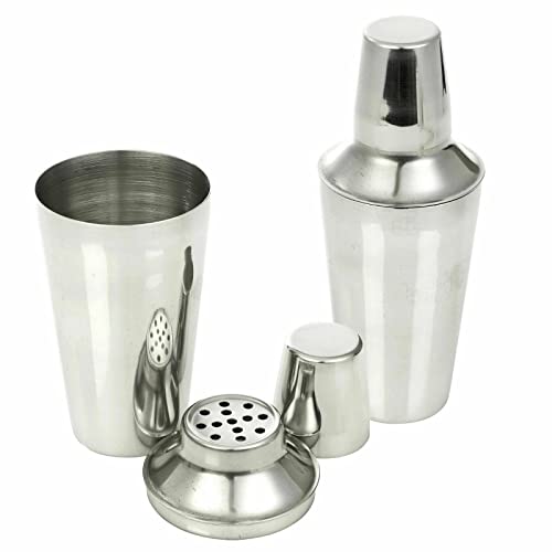 MantraRaj 24oz 0.75L Stainless Steel Cocktail Drinks Shaker Mixer Maker Bar Bartender | Cocktail Shakers Cocktail Making Set Built-in with Jigger Cap Strainer | Drink Bar Set Accessories Home Use