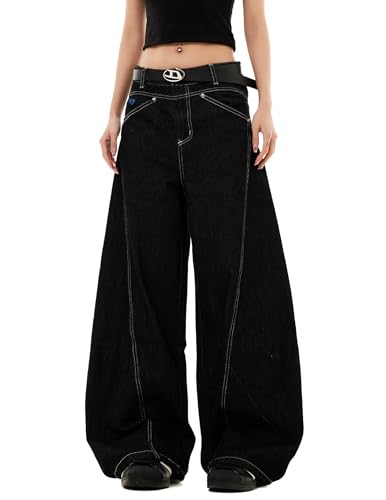 Aelfric Eden Baggy Barrel Jeans Mens Wrinkle Wide Leg Jeans Casual Relaxed Fit Y2k Denim Pants Trouser