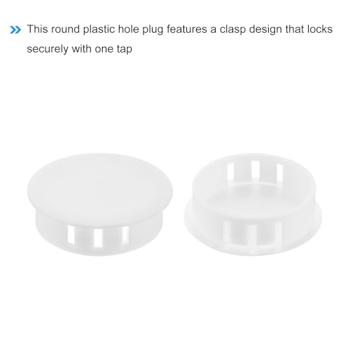 Image of MECCANIXITY 64PCS 30mm /1.18 inch White Plastic Hole Plugs, Flush Type Panel Hole Plugs Insert End Caps for Locking Hole Tubes Furniture Cabinet