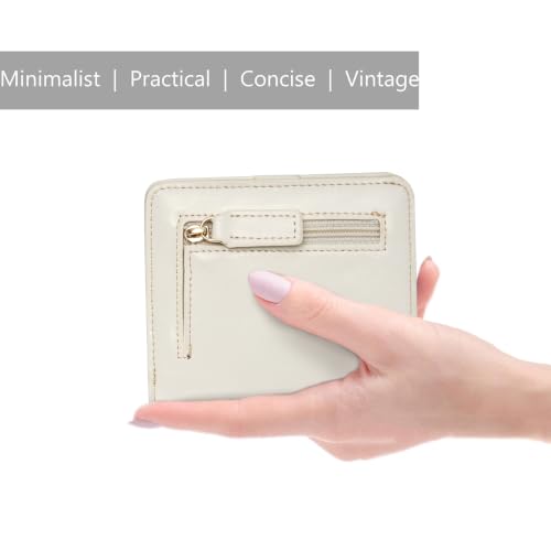Image of Itslife Women's Rfid Blocking Small Compact Bifold Leather Pocket Wallet Ladies Mini Purse with id Window (Waxed Cream)
