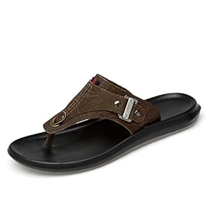XYAL0003001 Xingyue Aile pantoffels & sandalen casual licht flip-Flops voor mannen, OX leer ademend eenvoudige gesp Pure Color Mode Slippers (kleur: bruin, maat: 44 EU)