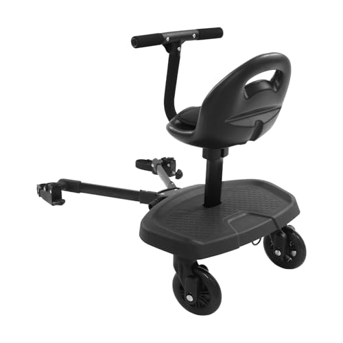 Tabla de cochecito con asiento, plataforma universal para todos los cochecitos, Kiddy Board con reposabrazos y respaldo, giratorio 360°, plataforma de carrito de mano para niños de 2 a 6 años, hasta