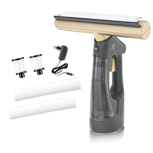 SUPERLEX Fenstersauger Kabellos Fensterreiniger Elektrisch mit 80ml Clean Water Tank 30Min Laufzeit 180° Düse Schnelladung für Turmhoch Fenster Spiegel Fliesen Glasreiniger