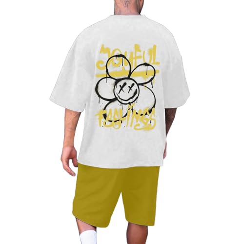 Idéal pour la détente estivale ensemble homme short t-shirt léger jaune
